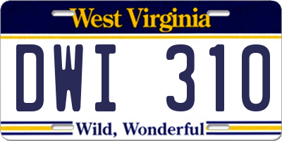 WV license plate DWI310