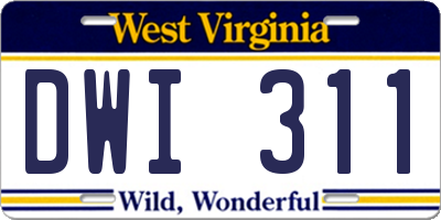 WV license plate DWI311
