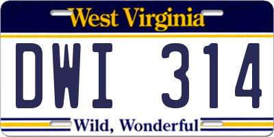 WV license plate DWI314