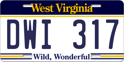 WV license plate DWI317