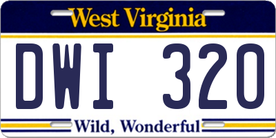 WV license plate DWI320