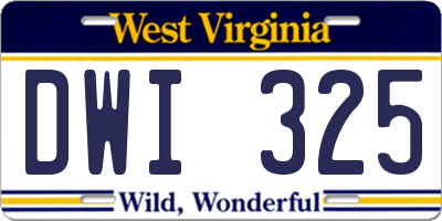 WV license plate DWI325