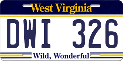 WV license plate DWI326