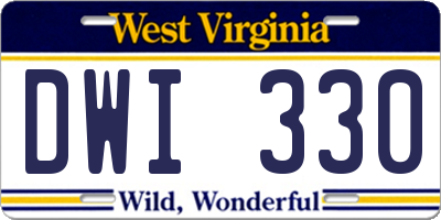 WV license plate DWI330