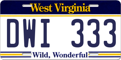 WV license plate DWI333