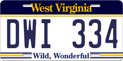 WV license plate DWI334