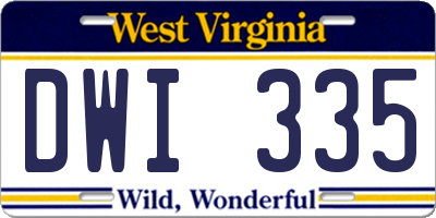 WV license plate DWI335