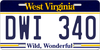 WV license plate DWI340