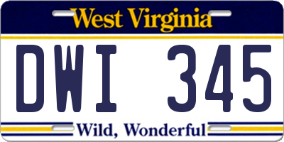 WV license plate DWI345