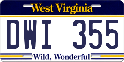 WV license plate DWI355
