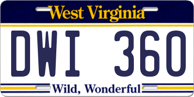 WV license plate DWI360