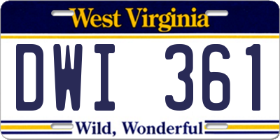 WV license plate DWI361
