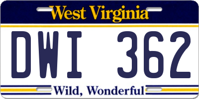 WV license plate DWI362