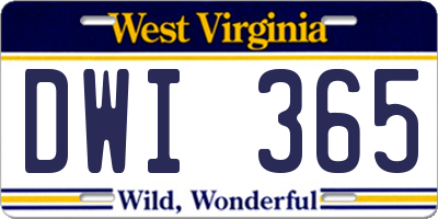 WV license plate DWI365