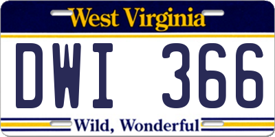 WV license plate DWI366