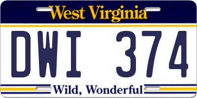 WV license plate DWI374
