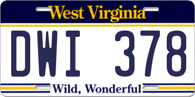WV license plate DWI378