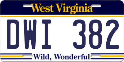 WV license plate DWI382