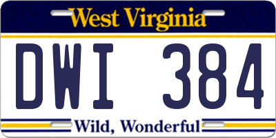 WV license plate DWI384