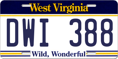 WV license plate DWI388