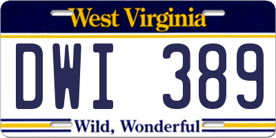 WV license plate DWI389