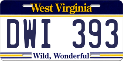 WV license plate DWI393