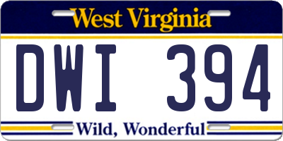 WV license plate DWI394