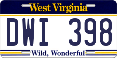 WV license plate DWI398