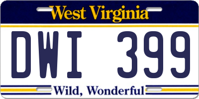 WV license plate DWI399