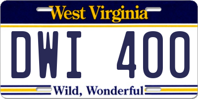 WV license plate DWI400