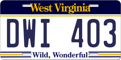WV license plate DWI403