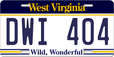 WV license plate DWI404