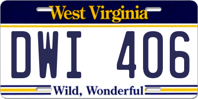 WV license plate DWI406