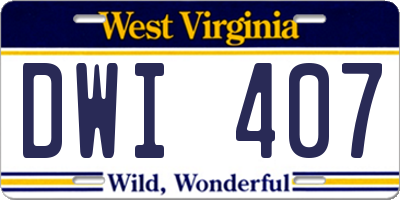 WV license plate DWI407