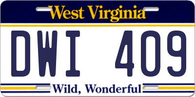 WV license plate DWI409