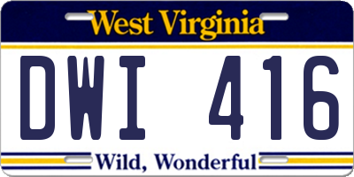 WV license plate DWI416