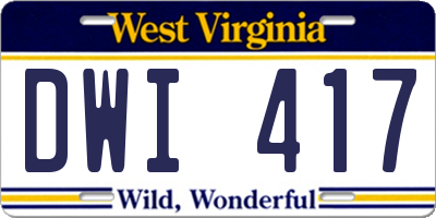 WV license plate DWI417