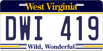 WV license plate DWI419
