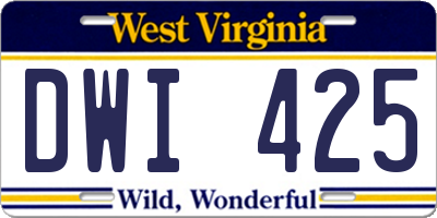 WV license plate DWI425