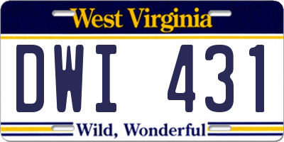 WV license plate DWI431