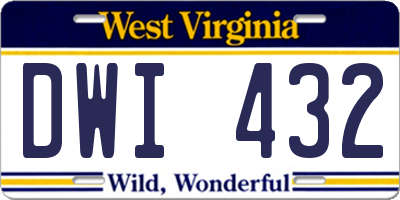 WV license plate DWI432