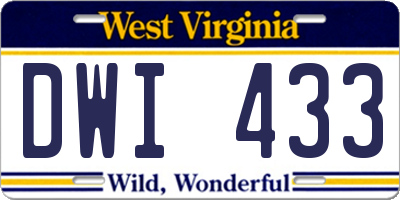 WV license plate DWI433