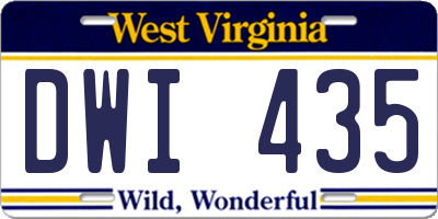WV license plate DWI435