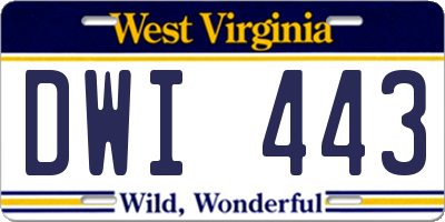 WV license plate DWI443