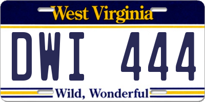 WV license plate DWI444
