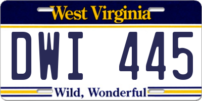 WV license plate DWI445