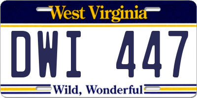 WV license plate DWI447