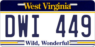 WV license plate DWI449