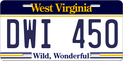 WV license plate DWI450
