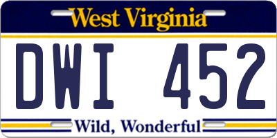 WV license plate DWI452